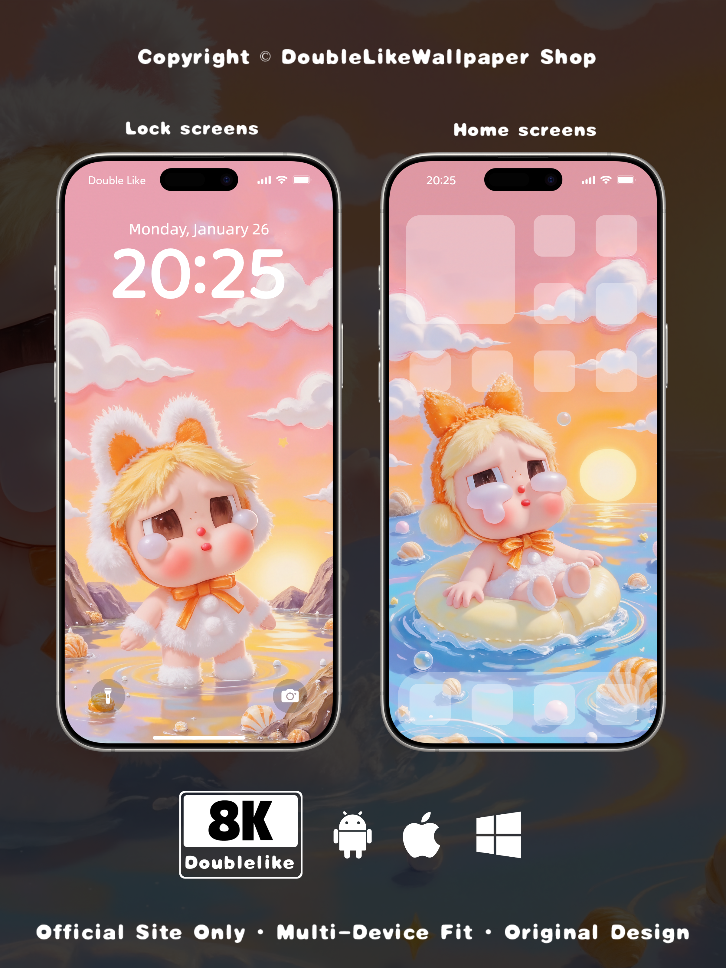 Watching Sunset on Beach [#C062]