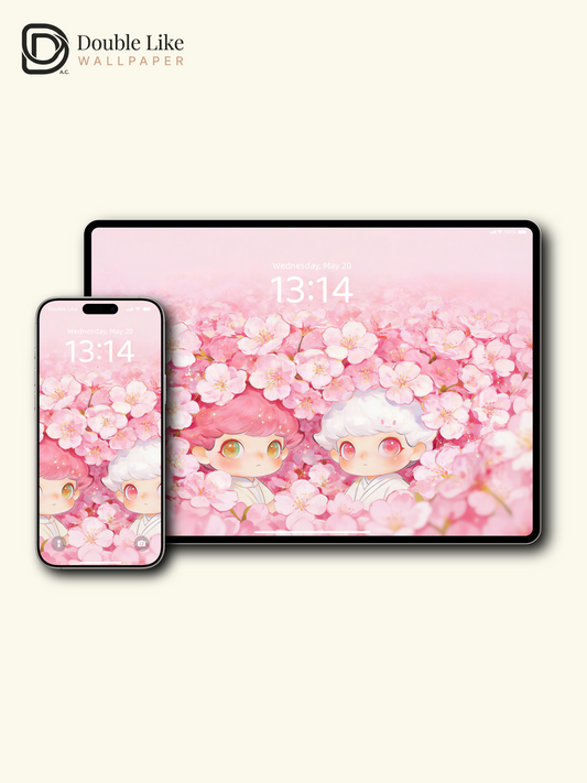 Sakura Dreamscape: Cute Twin Wallpaper Pack [#JJ370]