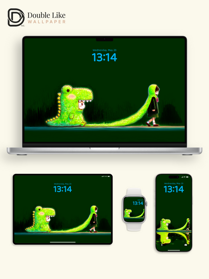 Glowing Dinosaur Character Healing Illustration Wallpaper Pack [#GG1407]
