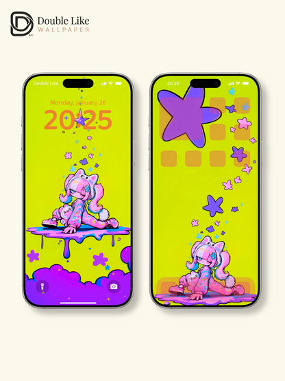 Neon Pop Art Anime Girl Cute Wallpaper Pack [#GG1364]