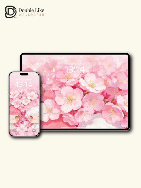 Sakura Dreamscape: Cute Twin Wallpaper Pack [#JJ370]