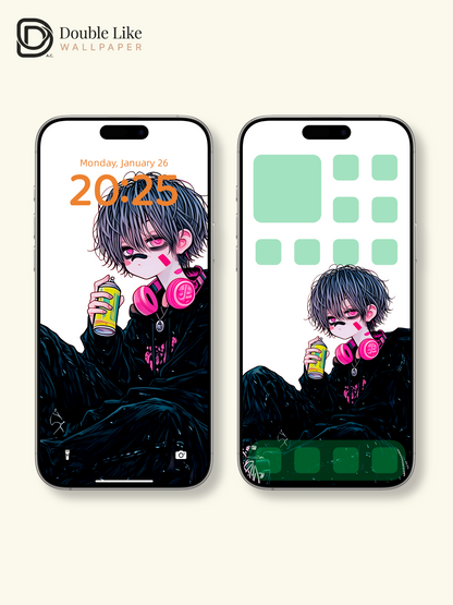 Retro Anime Boy Spray Paint Vintage Car Urban Grunge Aesthetic Wallpaper Pack [#HW1518]