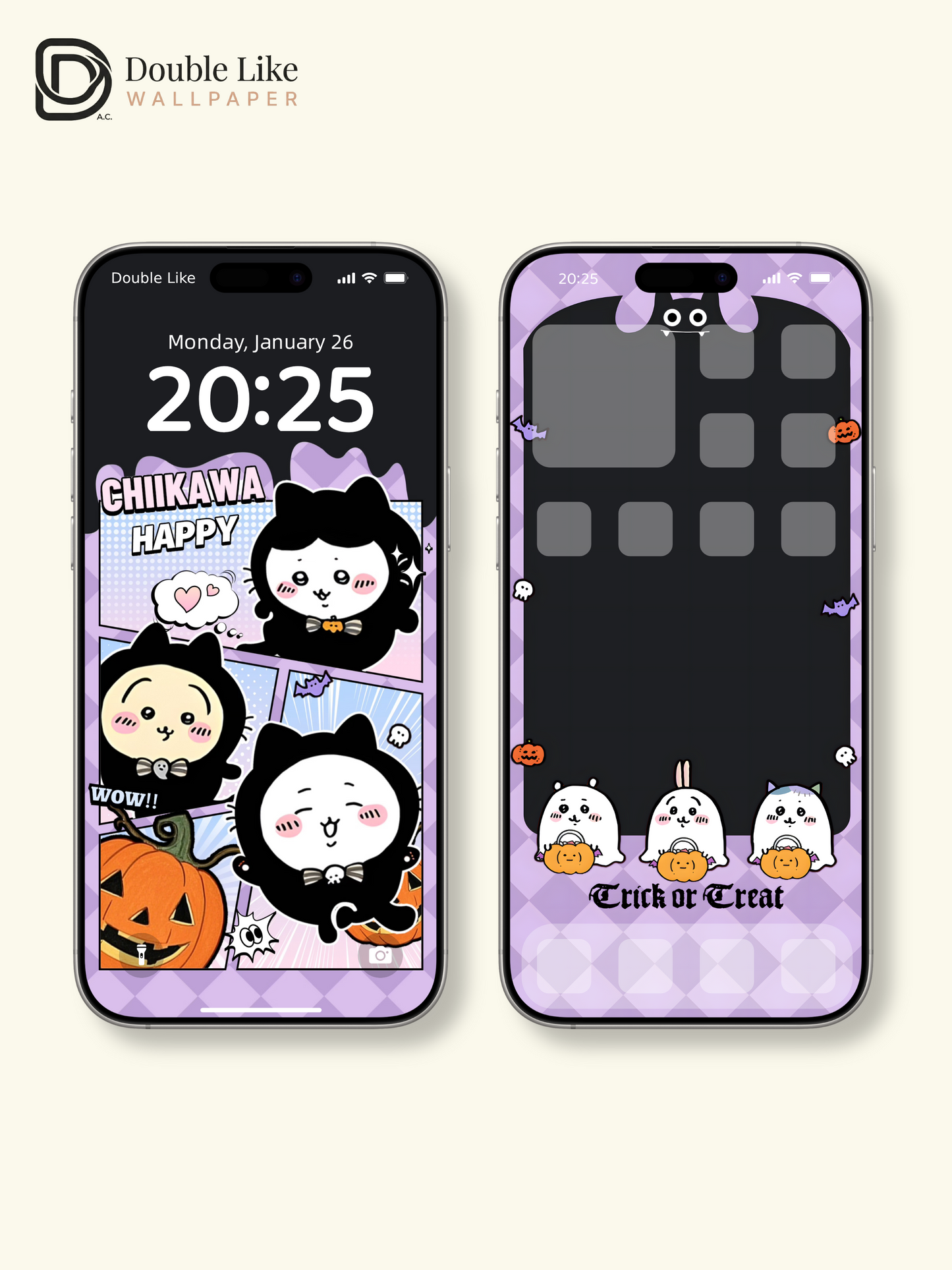 Trick or Treat – Chiikawa Halloween Cute Costume Wallpaper Set (Lock Screen + Home Screen) [#CKW292]