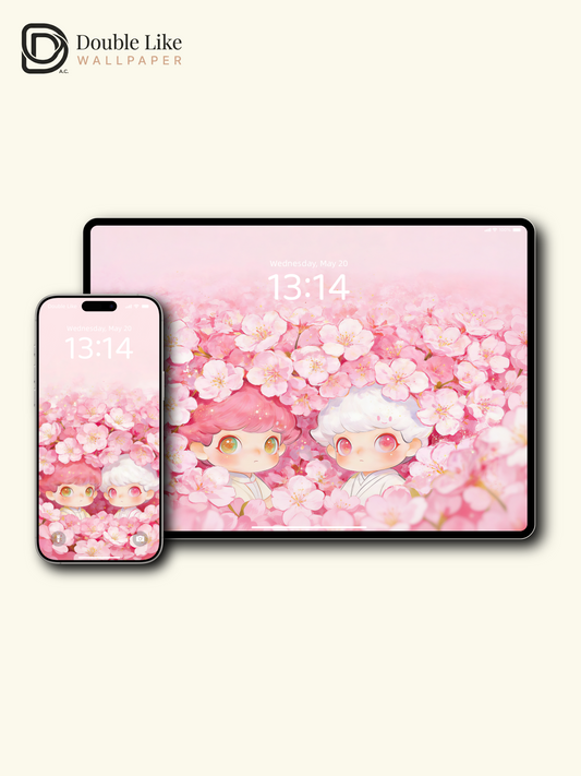 Sakura Dreamscape: Cute Twin Wallpaper Pack [#JJ370]