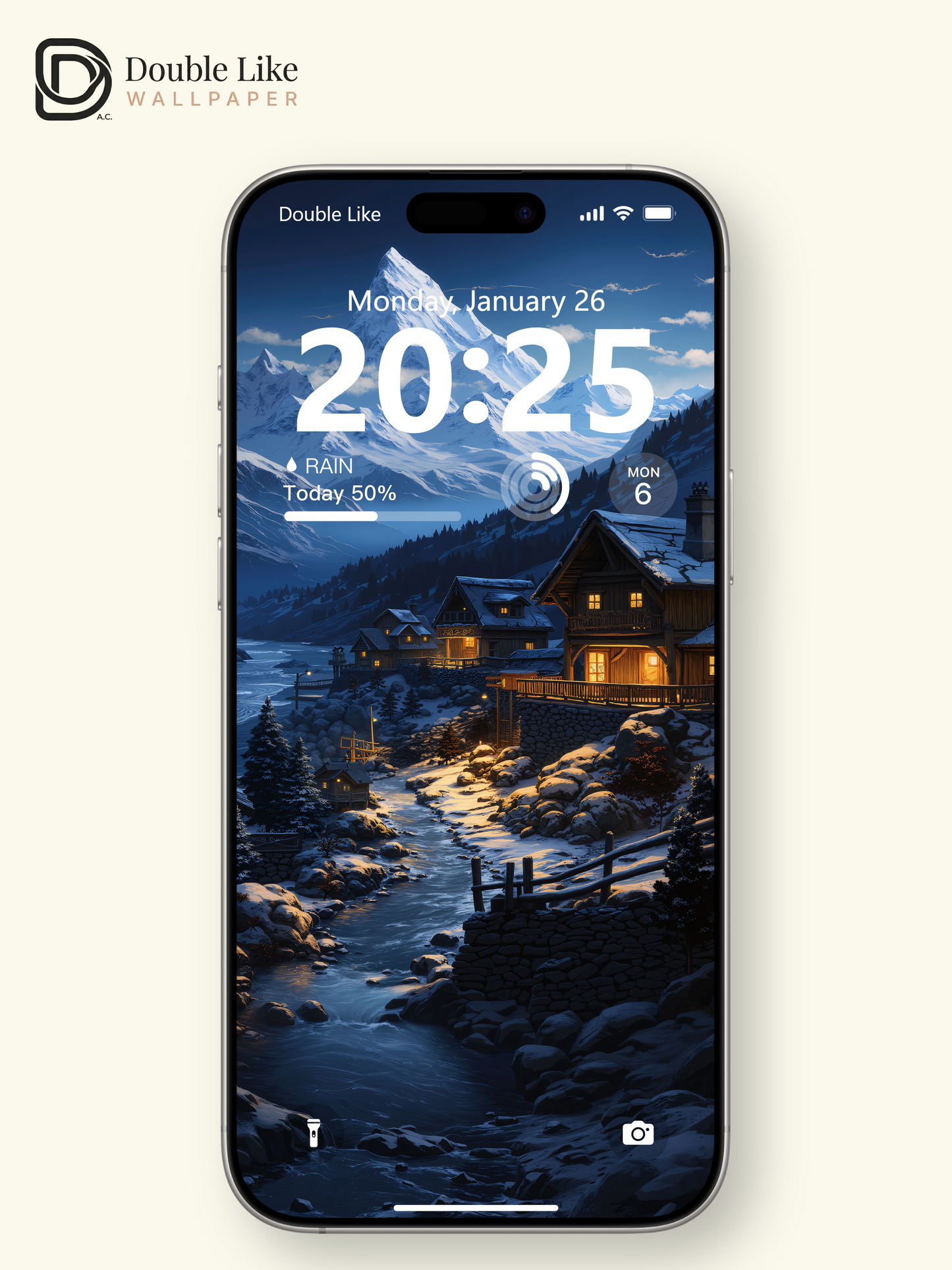 Cozy Winter Snowy Mountain Village Evening Cinematic Wallpaper Pack [#WGF002]