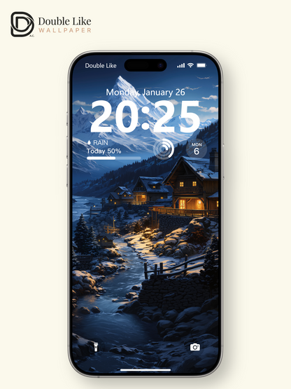 Cozy Winter Snowy Mountain Village Evening Cinematic Wallpaper Pack [#WGF002]