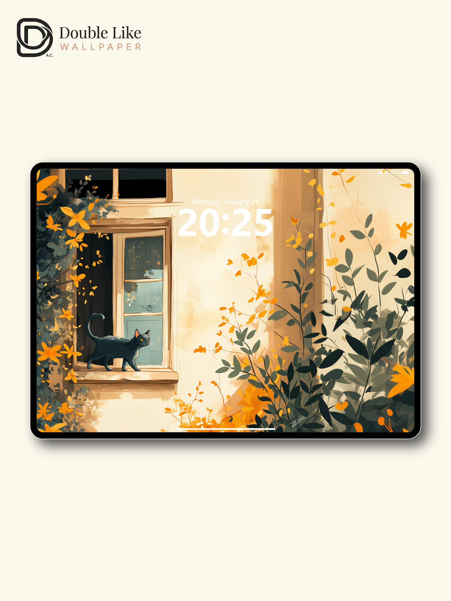 Cozy Window Black Cat Warm Afternoon Illustration Wallpaper Pack [#WGF083]