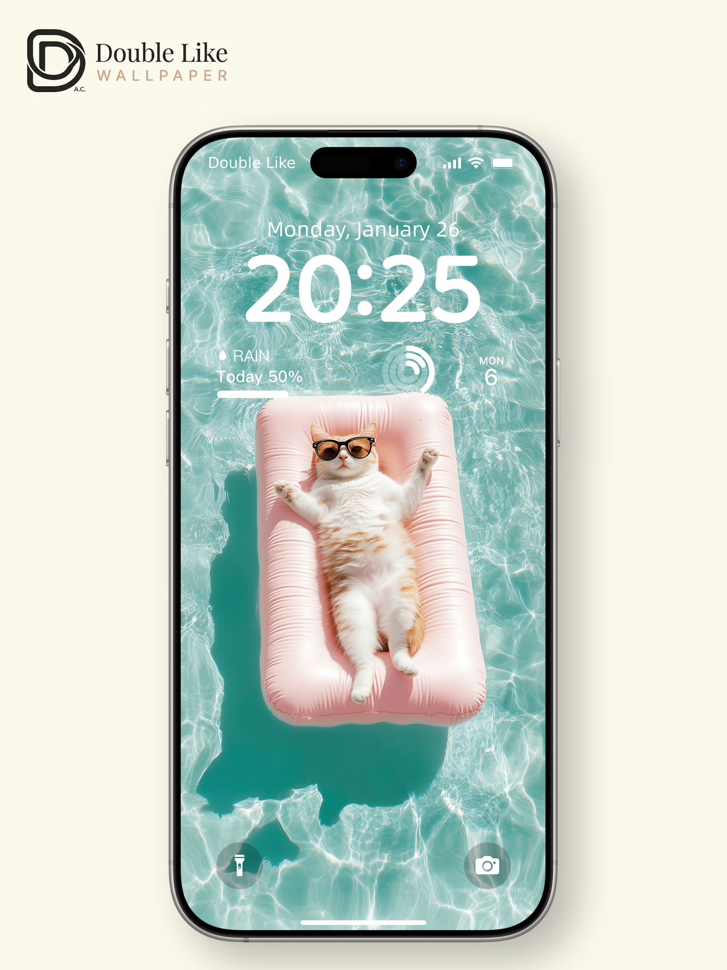 Cute Cat Floating on Pool Ring Summer Aesthetic Wallpaper Pack [#ZJY546]
