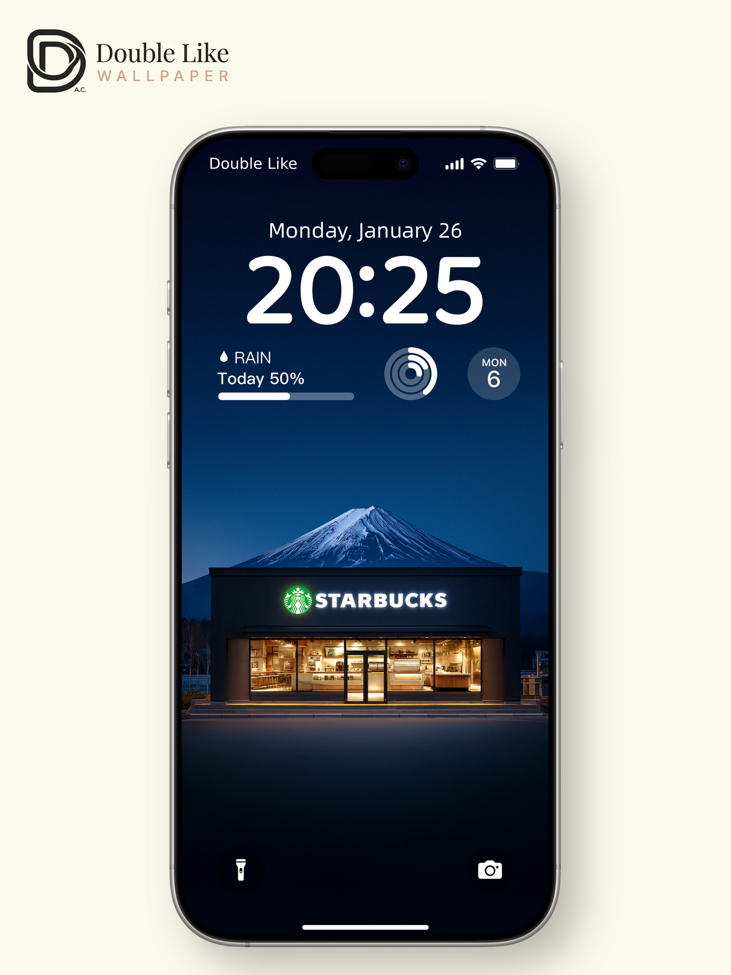 Mount Fuji Winter Starbucks Christmas Trees Night Aesthetic Wallpaper Pack [#JJ21211]