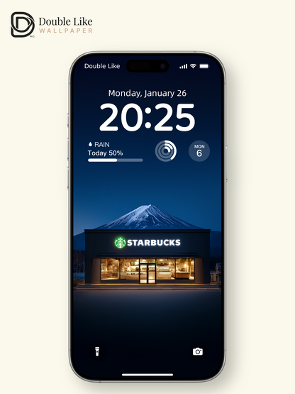 Mount Fuji Winter Starbucks Christmas Trees Night Aesthetic Wallpaper Pack [#JJ21211]