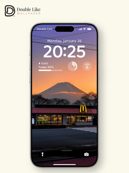 McDonald's Mount Fuji Sunset Street Aesthetic Digital Art Wallpaper Pack [#ZJYX0470]