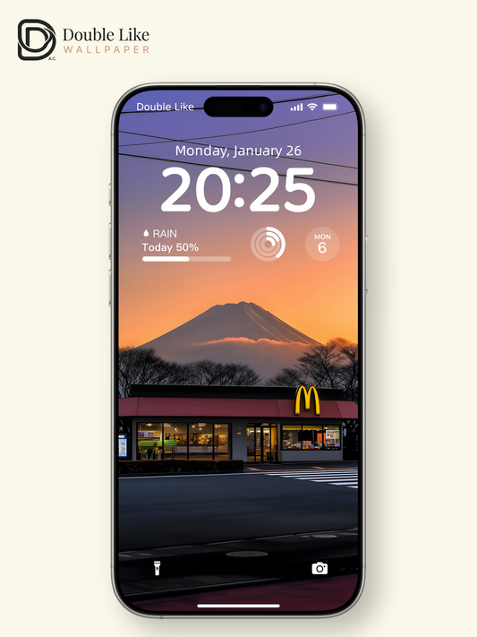 McDonald's Mount Fuji Sunset Street Aesthetic Digital Art Wallpaper Pack [#ZJYX0470]