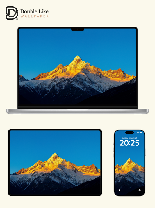 Sunlit Golden Peak Inspirational Snow Mountain Wallpaper Pack [#LFHL30314]