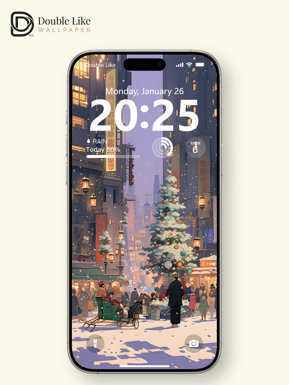 Cozy Christmas City Market Anime Inspired Aesthetic Wallpaper Pack [#WGF067]