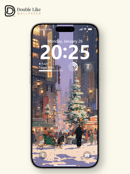 Cozy Christmas City Market Anime Inspired Aesthetic Wallpaper Pack [#WGF067]