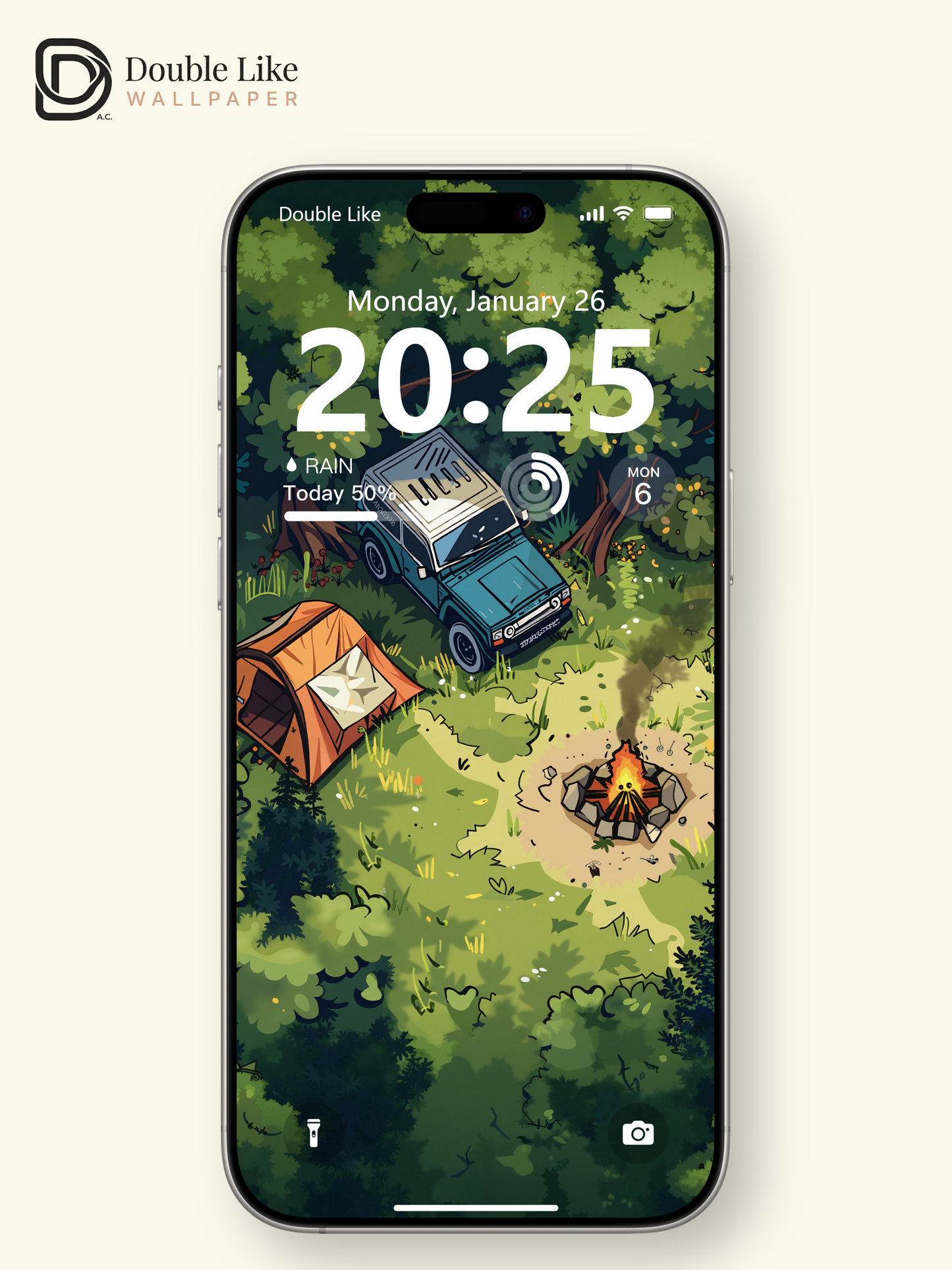 Forest Camping Lake Cute Cozy Illustration Aesthetic Wallpaper Pack [#WGF018]
