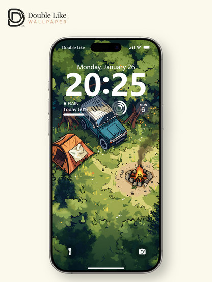 Forest Camping Lake Cute Cozy Illustration Aesthetic Wallpaper Pack [#WGF018]