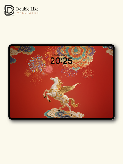 Chinese New Year Winged Pegasus Festive Wallpaper Full Pack [#LFHL303T1]