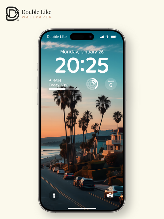 Coastal Sunset Highway Palm Trees Landscape Wallpaper Pack [#ZJYX0148]