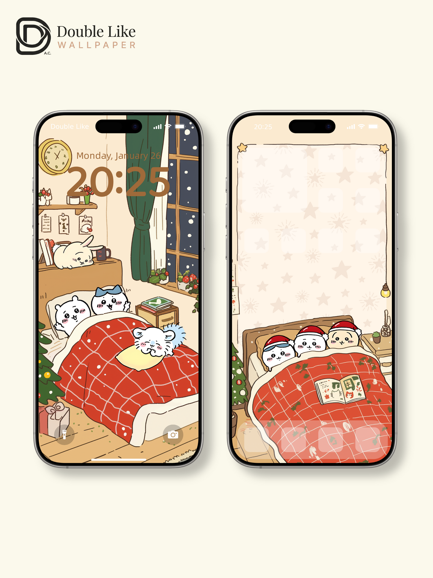 Cozy Christmas Night – Cute Animal Holiday Wallpaper Set  [#CKW318]