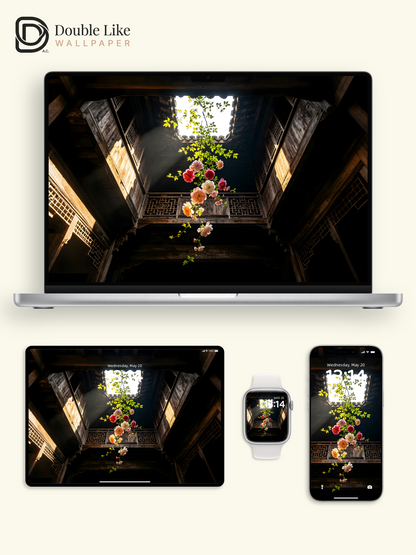 Chinesestyle Courtyard Floral Aesthetic Cinematic Light Wallpaper Pack [#ZMY480]