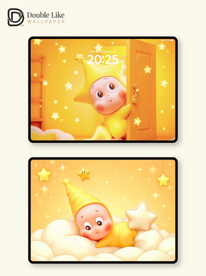 Starlight Buddy · A Little Star Hug ✨ | Healing Wallpaper Pack [#JJ125]