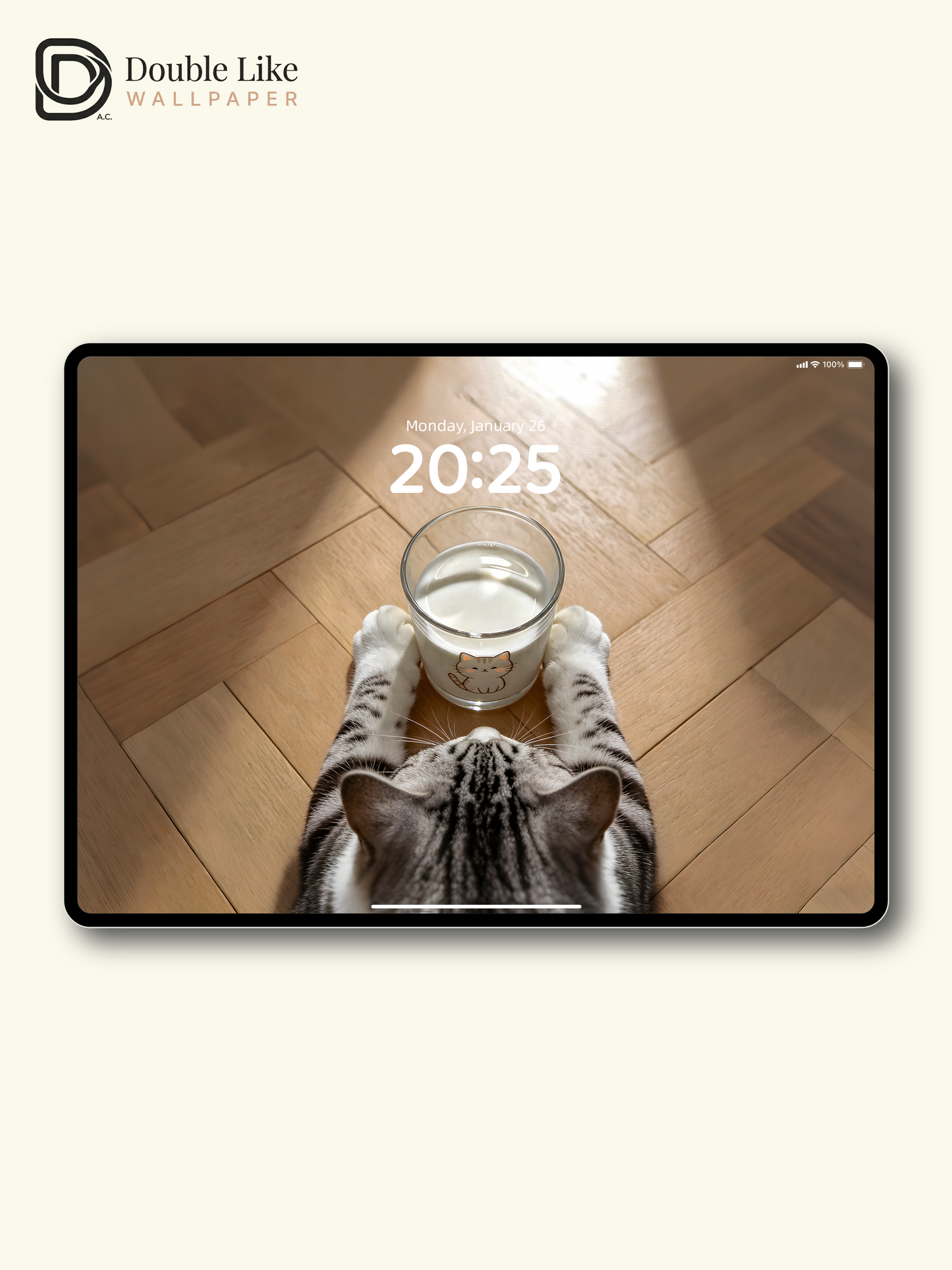 Cute Tabby Cat and Milk Glass Aesthetic Cozy Healing Wallpaper Pack [#ZMY481]