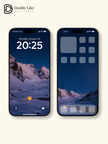 Snow Mountain Cabin & Warm Window Light Winter Aesthetic Wallpaper Pack [#JJ230901]