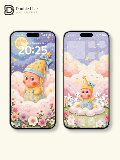 Star & Moon Fairy Tale · Cloud Dream Wallpaper Set” (Phone + Tablet + All Devices) [#JJ181]