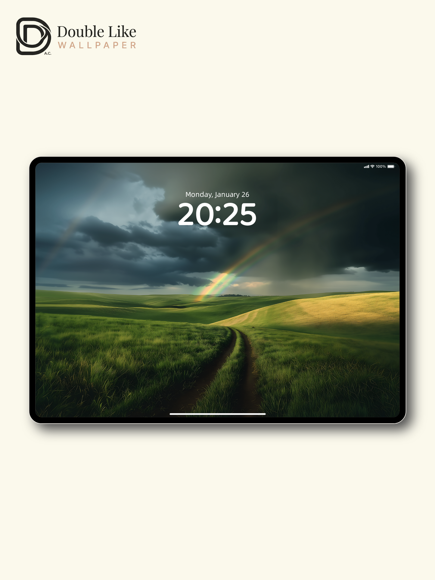 Country Dirt Road Rainbow Green Grassland Wallpaper Pack [#ZJY555]