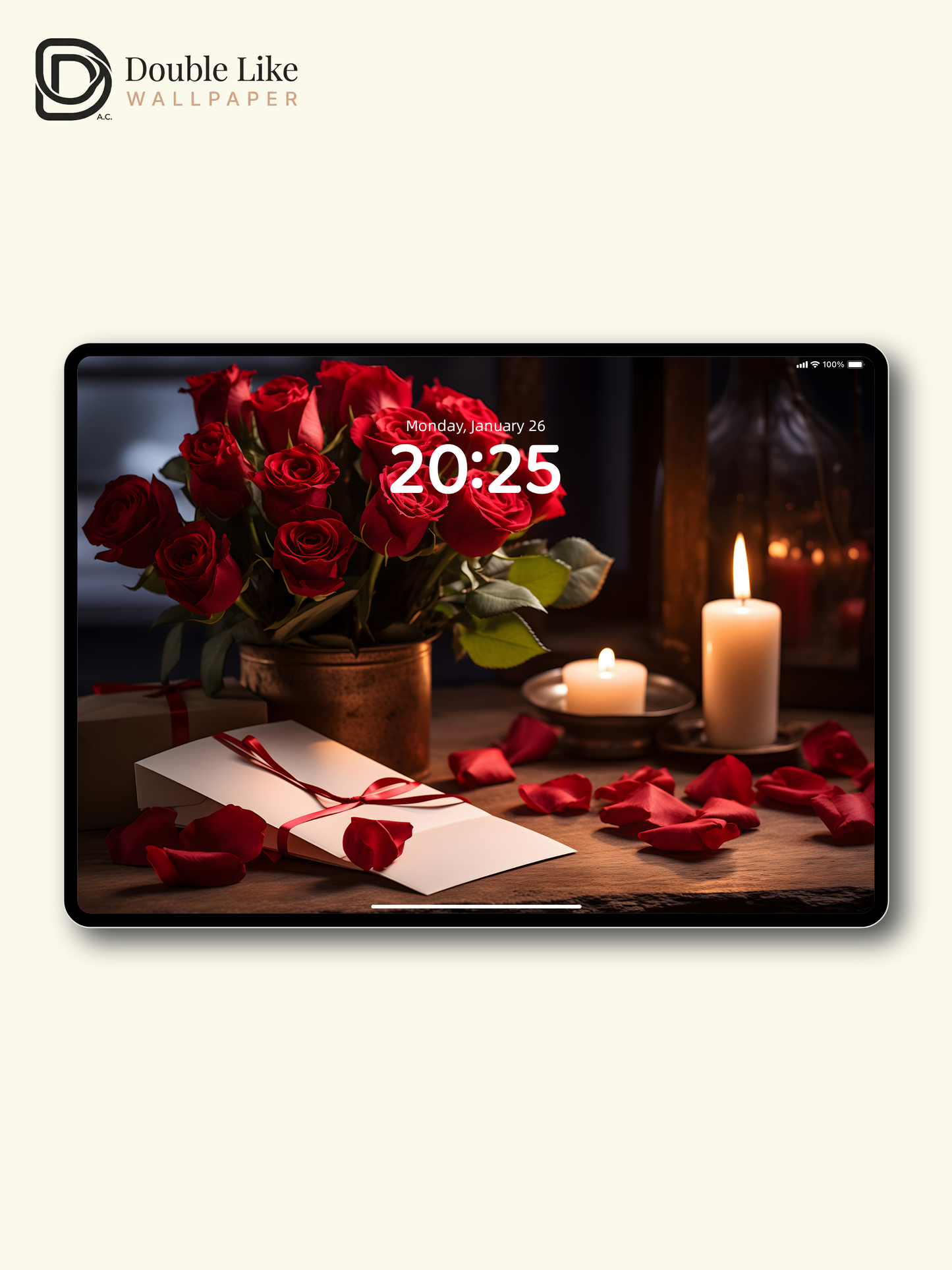 Romantic Red Roses Candlelight Valentine Lock Screen Wallpaper Pack [#ZJYX0114]