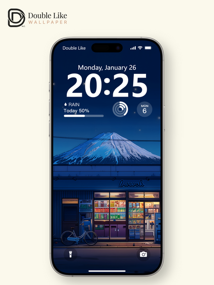 Starry Night Mount Fuji Japanese Store Anime Cozy Aesthetic Wallpaper Pack [#WGF094]