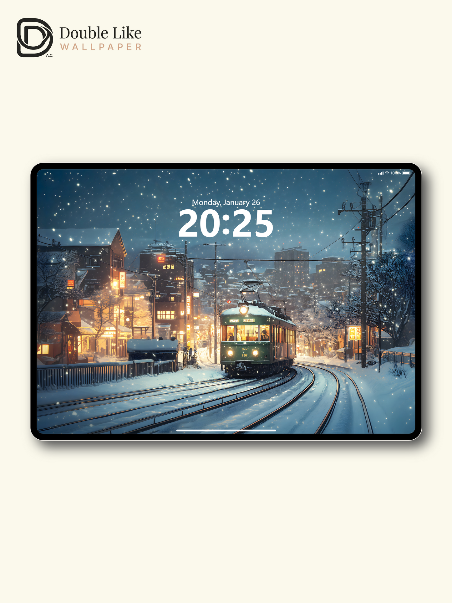 Winter Snowy Night Train Town Japanese Anime Cozy Aesthetic Wallpaper Pack [#WGF076]