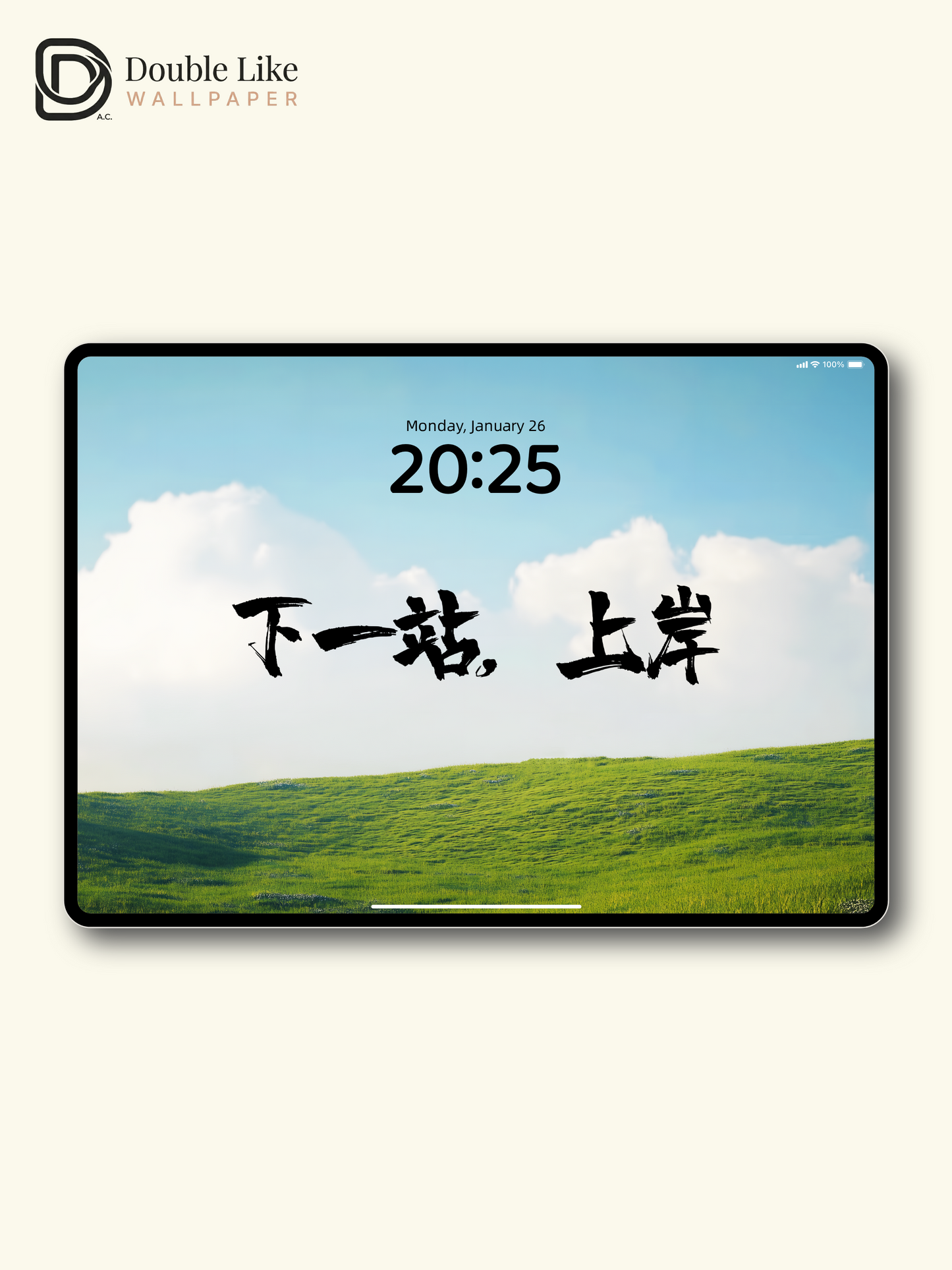 Next Stop Success Chinese Calligraphy Meadow Aesthetic Wallpaper Pack [#ZMY070]
