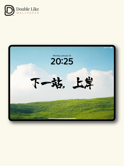Next Stop Success Chinese Calligraphy Meadow Aesthetic Wallpaper Pack [#ZMY070]