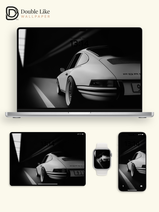 Vintage Porsche 911 Tunnel Light Minimalist Aesthetic Wallpaper Pack [#ZMY106]