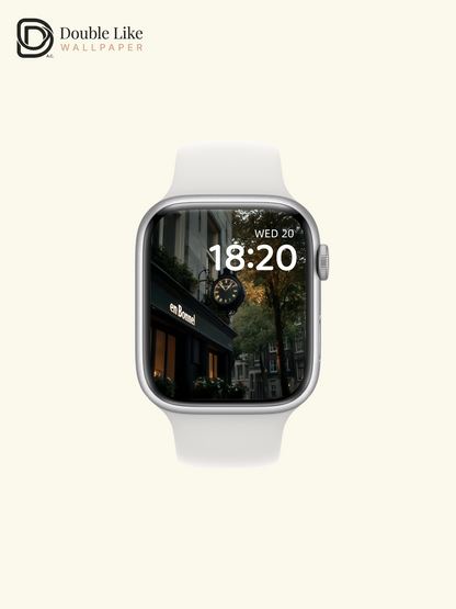 European Street Clock Storefront Evening Aesthetic Wallpaper Pack [#ZJYX0444]