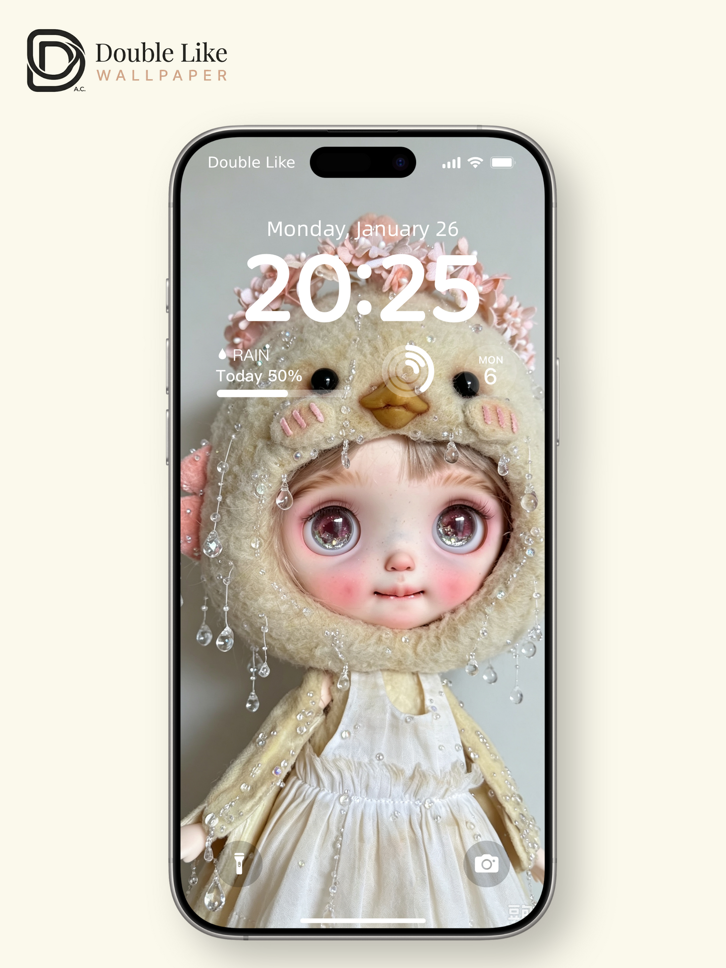 Dreamy Blythe Doll With Felt Chick Hat Crystal Raindrop Aesthetic Wallpaper [#HWWs007]