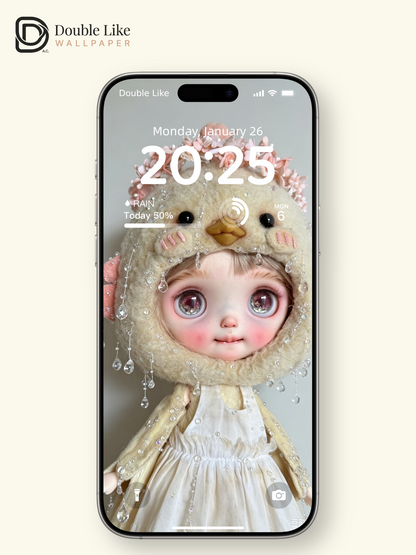 Dreamy Blythe Doll With Felt Chick Hat Crystal Raindrop Aesthetic Wallpaper [#HWWs007]