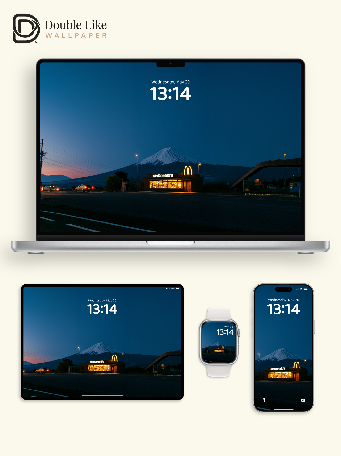 Mount Fuji Twilight McDonald's Roadside Aesthetic Wallpaper Pack [#JJ1412]