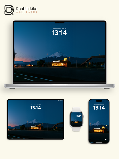 Mount Fuji Twilight McDonald's Roadside Aesthetic Wallpaper Pack [#JJ1412]