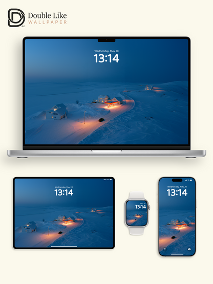 Nordic Winter Snow Gas Station Night Road Aesthetic Wallpaper Pack [#JJ1403]