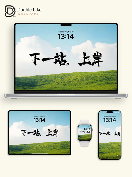 Next Stop Success Chinese Calligraphy Meadow Aesthetic Wallpaper Pack [#ZMY070]