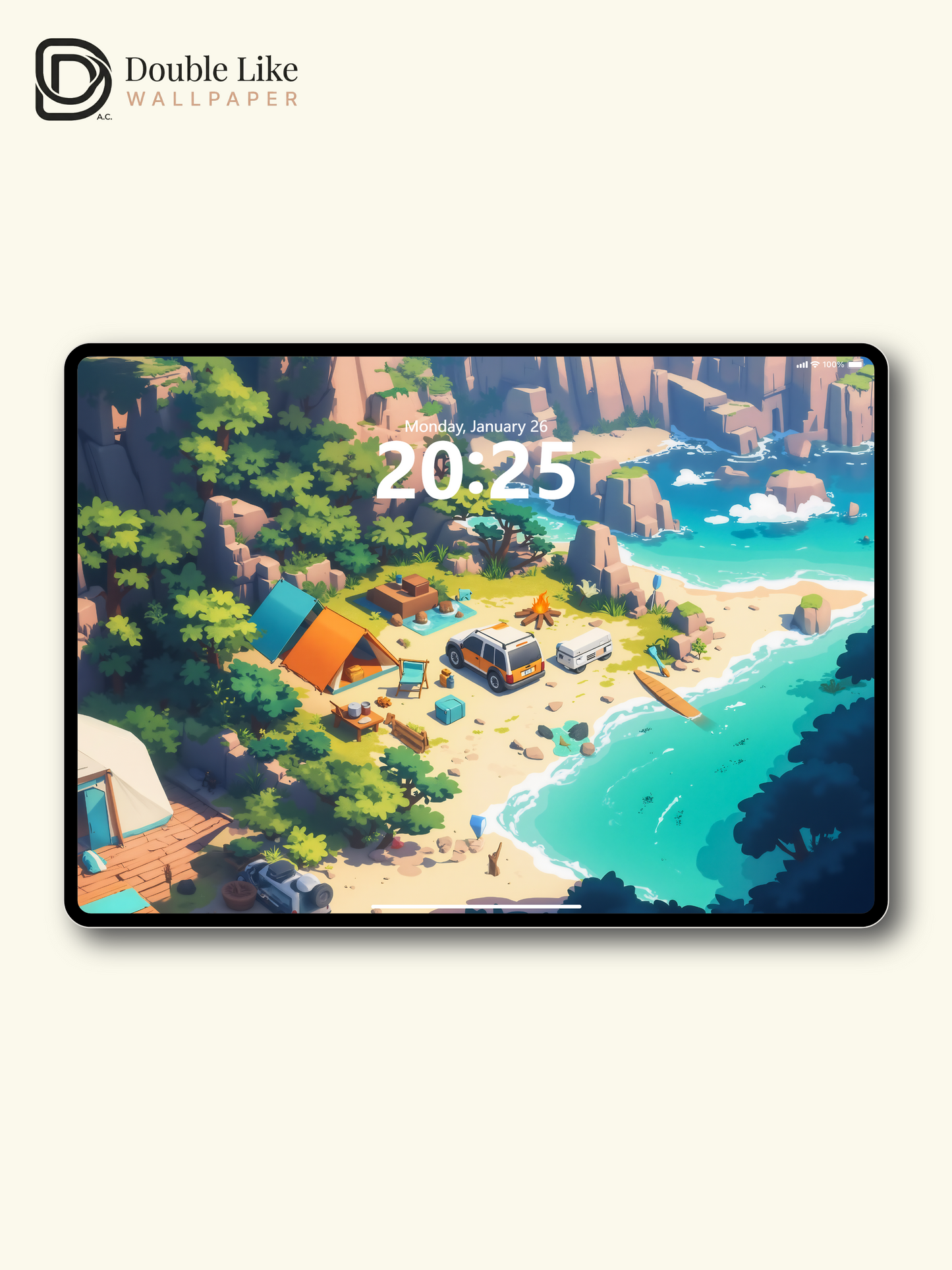 Beach Camping Seaside Adventure Illustration Aesthetic Wallpaper Pack [#WGF022]