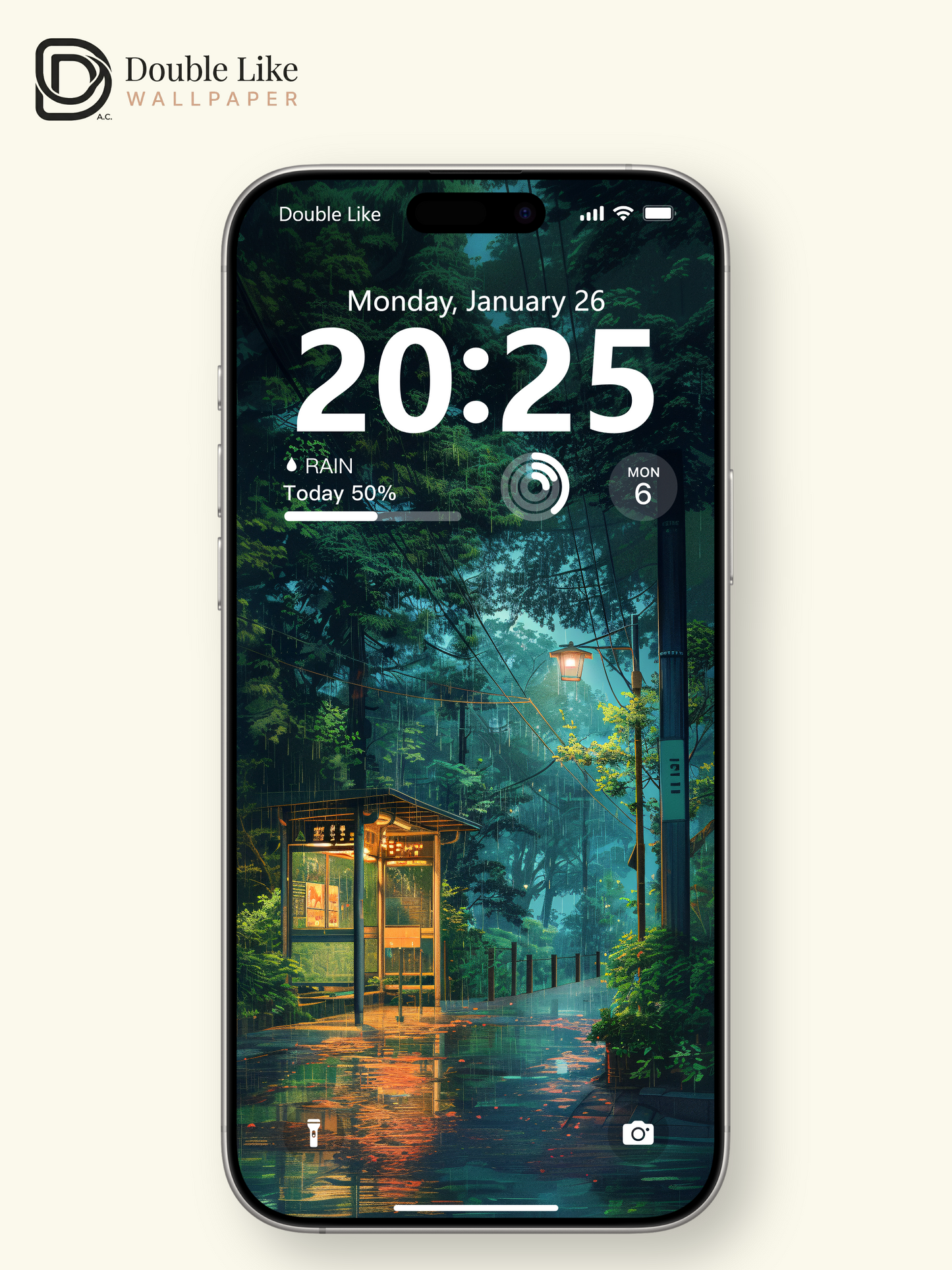 Rainy Forest Phone Booth Japanese Anime Cozy Wallpaper Pack [#WGF052]