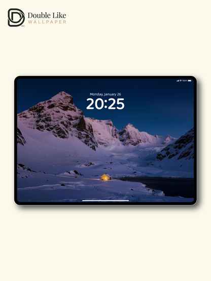 Snow Mountain Cabin & Warm Window Light Winter Aesthetic Wallpaper Pack [#JJ230901]