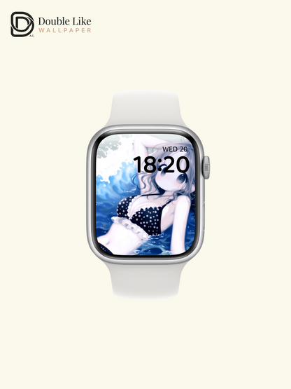 Cute Anime Girl Summer Ocean Beach Kawaii Aesthetic Wallpaper Pack [#HW1470]