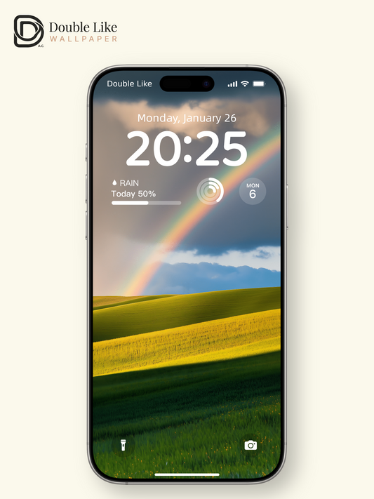 Rainbow over Yellow Flower Fields Landscape Wallpaper Pack [#ZJY482]