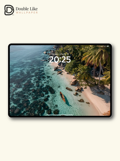ropical Crystal Ocean & Wooden Boat Coastal Wallpaper Pack [#JJ1323]