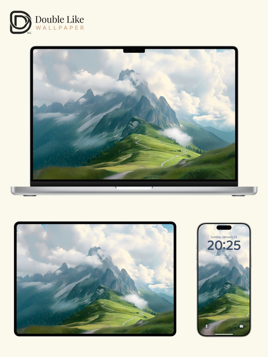 Majestic Green Mountain Path Anime Aesthetic Lock Screen Wallpaper Pack [#ZJYX0016]
